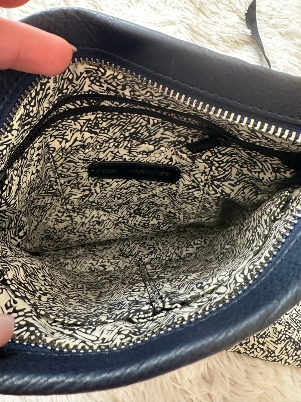 REBECCA MINKOFF Sapphire Blue Leather Crossbody Shoulder Bag Dust